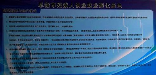 圖為阜新市殘疾人創(chuàng)業(yè)就業(yè)孵化基地遴選程序與運行模式